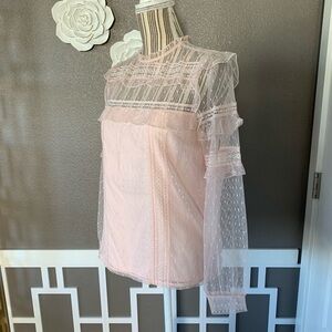 Express Pale Pink Sheer Sleeve Blouse